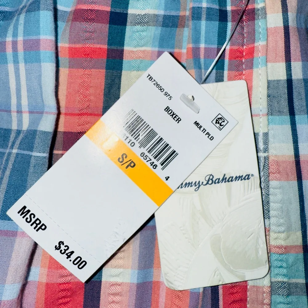 Tommy‎ Bahama Mens Small Plaid Cotton Boxers Shorts NWT Red White Blue